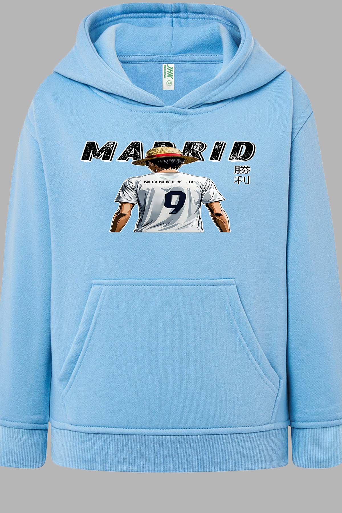 COULEUR:Bleu Ciel|Sweat Capuche Homme | Luffy madrid Bleu Ciel