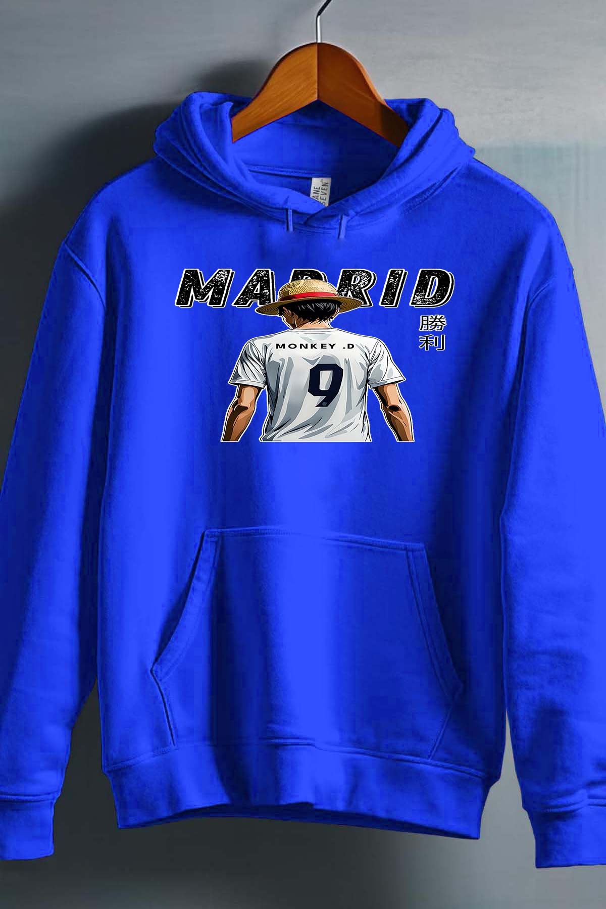 COULEUR:Bleu Roi|Sweat Capuche Homme | Luffy madrid Bleu Roi