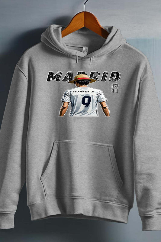 COULEUR:Gris|Sweat Capuche Homme | Luffy madrid Gris