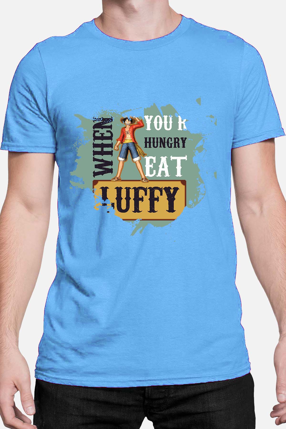 COULEUR:Bleu Ciel|T-shirt Homme | Luffy's Menu Bleu Ciel
