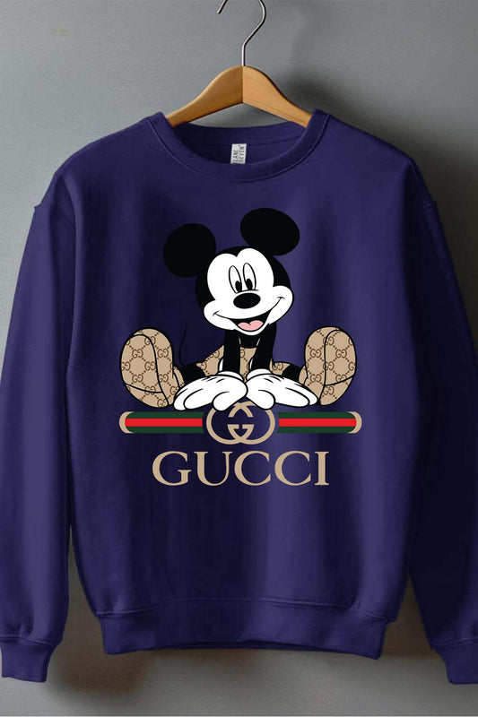COULEUR:Marine|Sweat Col Rond Garçon | Mickey gucci Assis Marine