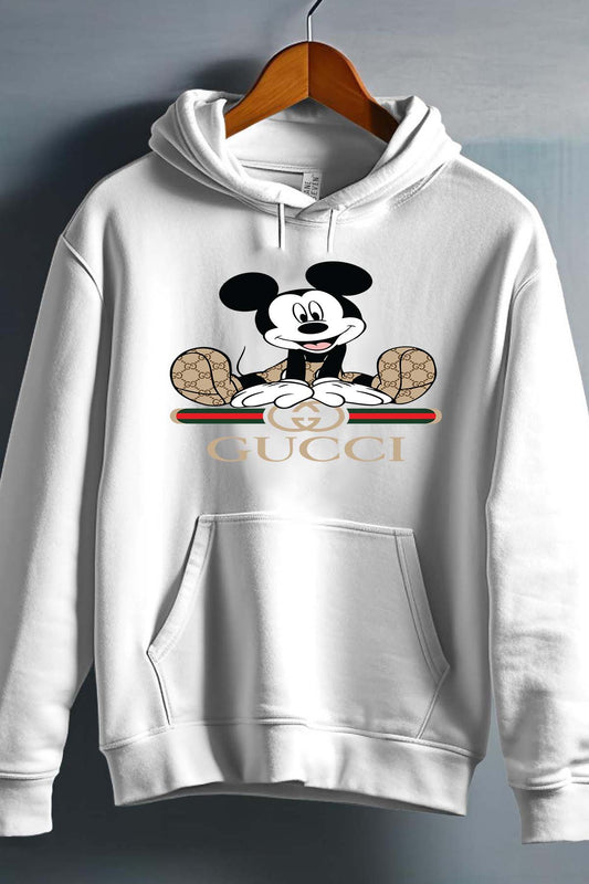 COULEUR:Blanc|Sweat Capuche Fille | Mickey gucci Assis Blanc