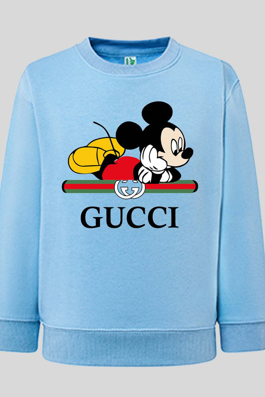 COULEUR:Bleu Ciel|Sweat Col Rond Garçon | Mickey gucci Color Bleu Ciel