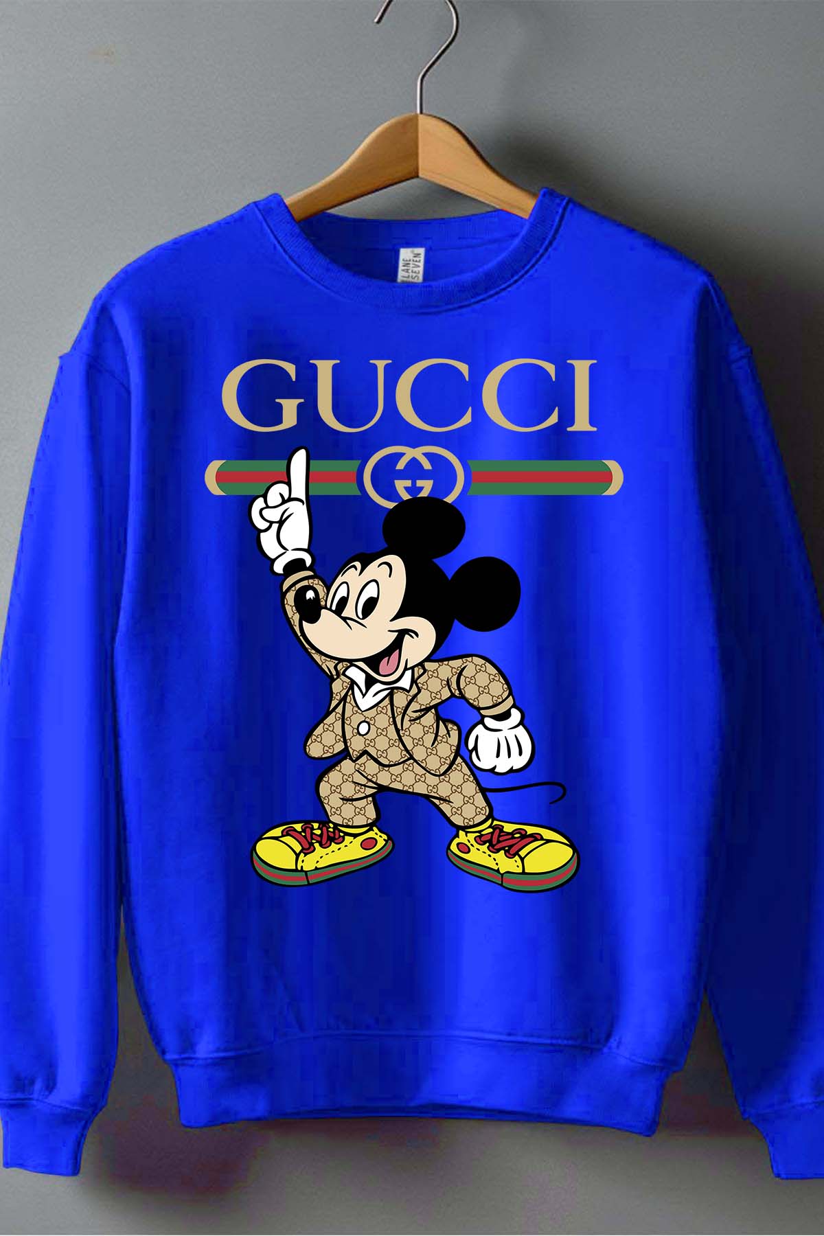 COULEUR:Bleu Roi|Sweat Col Rond Garçon | Mickey gucci Grease Bleu Roi