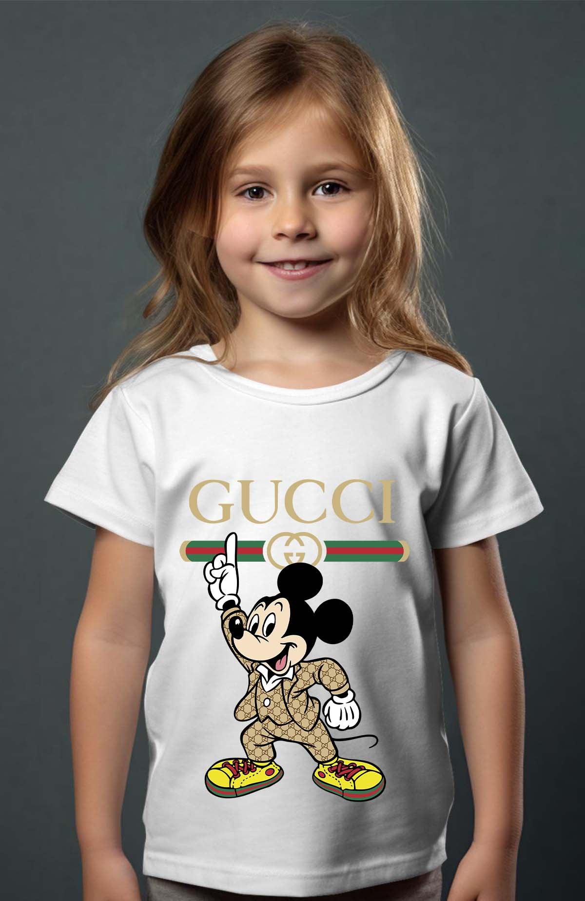 COULEUR:Blanc|T-shirt Fille | Mickey gucci Grease Blanc
