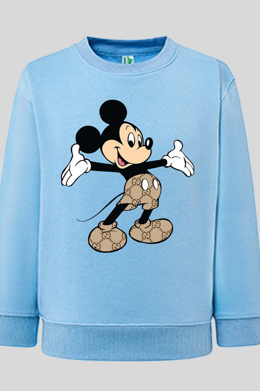 COULEUR:Bleu Ciel|Sweat Col Rond Garçon | Mickey gucci Hello Bleu Ciel