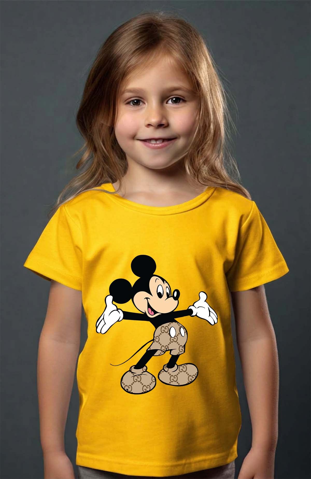 COULEUR:Jaune|T-shirt Fille | Mickey gucci Hello Jaune