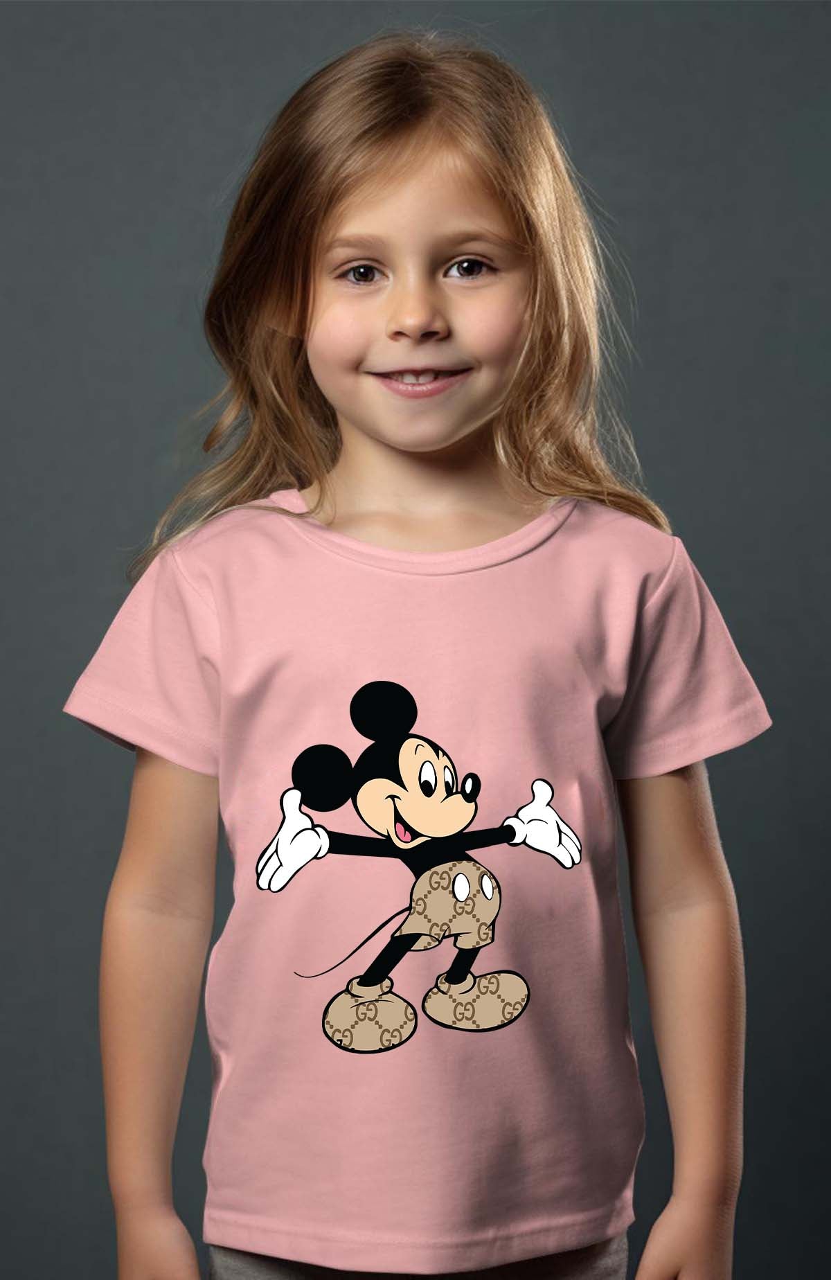 COULEUR:Rose|T-shirt Fille | Mickey gucci Hello Rose