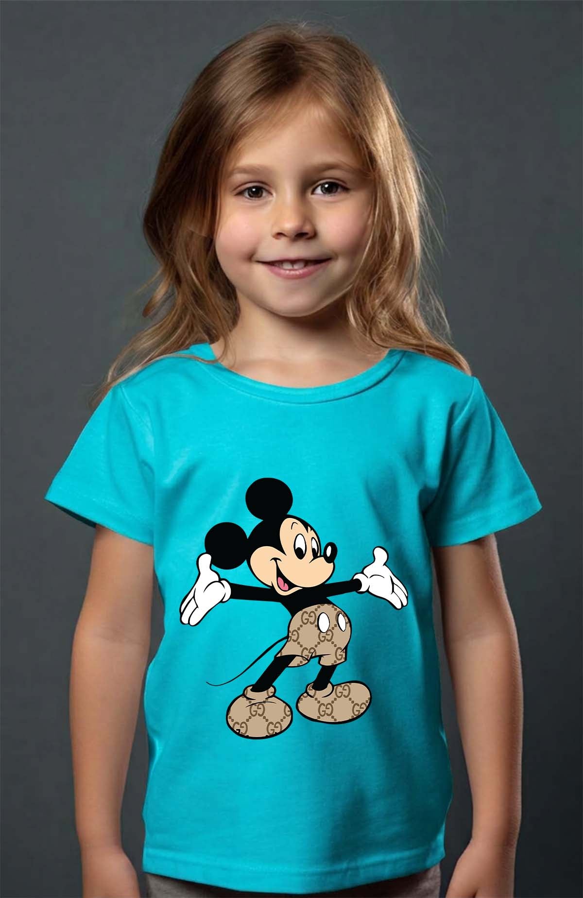 COULEUR:Turquoise|T-shirt Fille | Mickey gucci Hello Turquoise