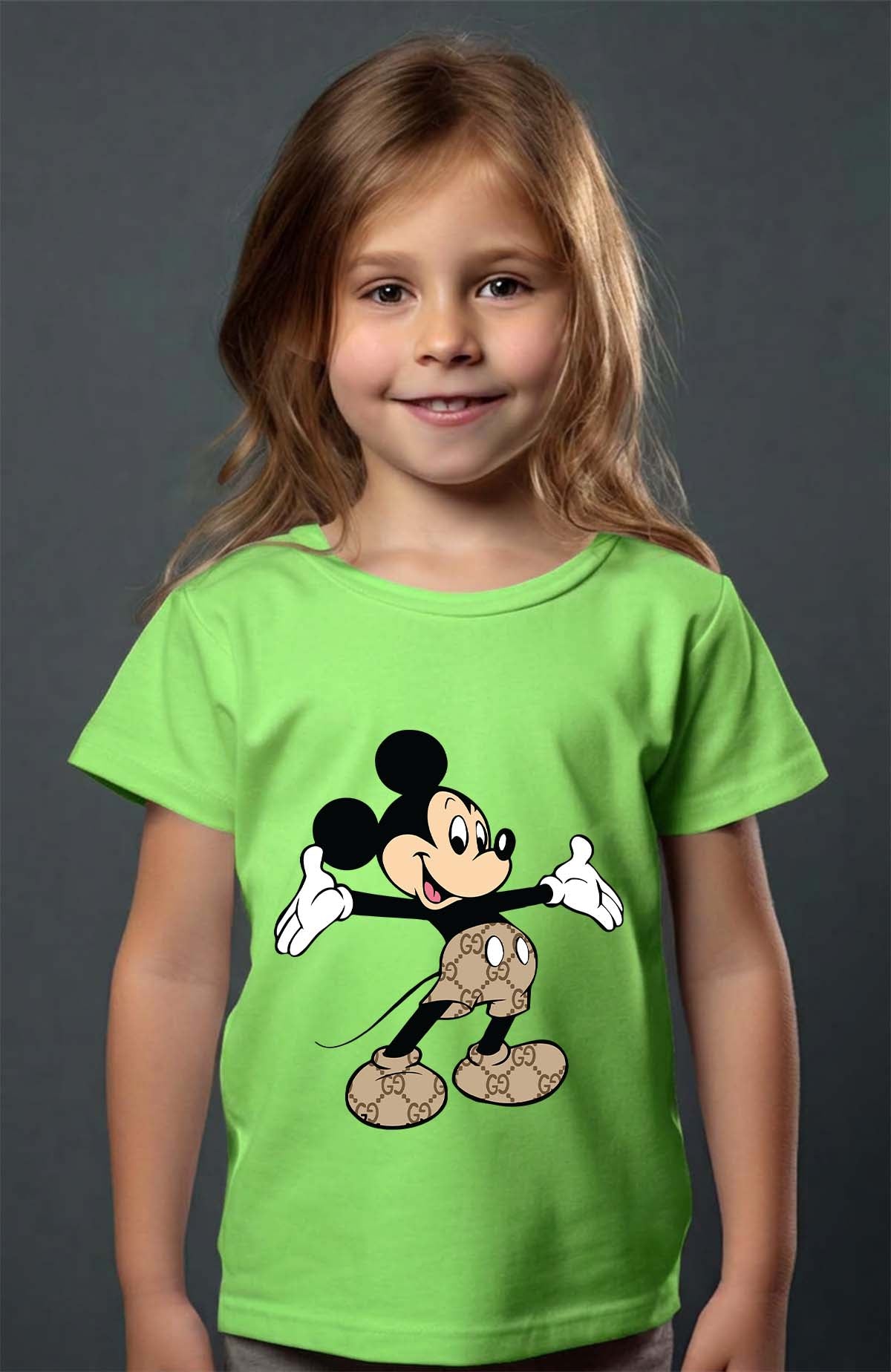 COULEUR:Vert Clair|T-shirt Fille | Mickey gucci Hello Vert Clair