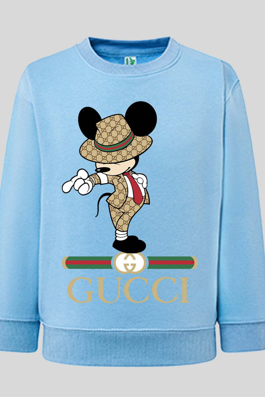 COULEUR:Bleu Ciel|Sweat Col Rond Garçon | Mickey gucci Jackson Bleu Ciel