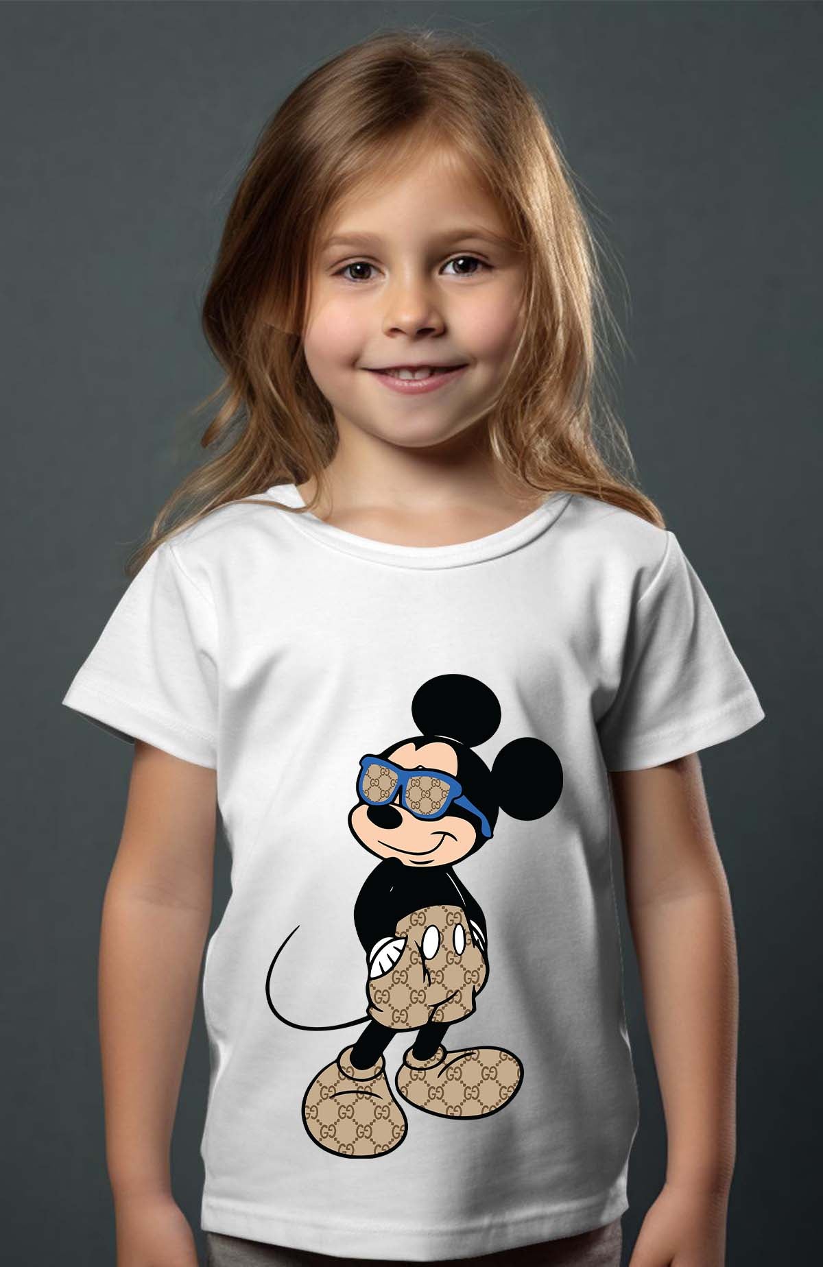 COULEUR:Blanc|T-shirt Fille | Mickey gucci Stylee Blanc