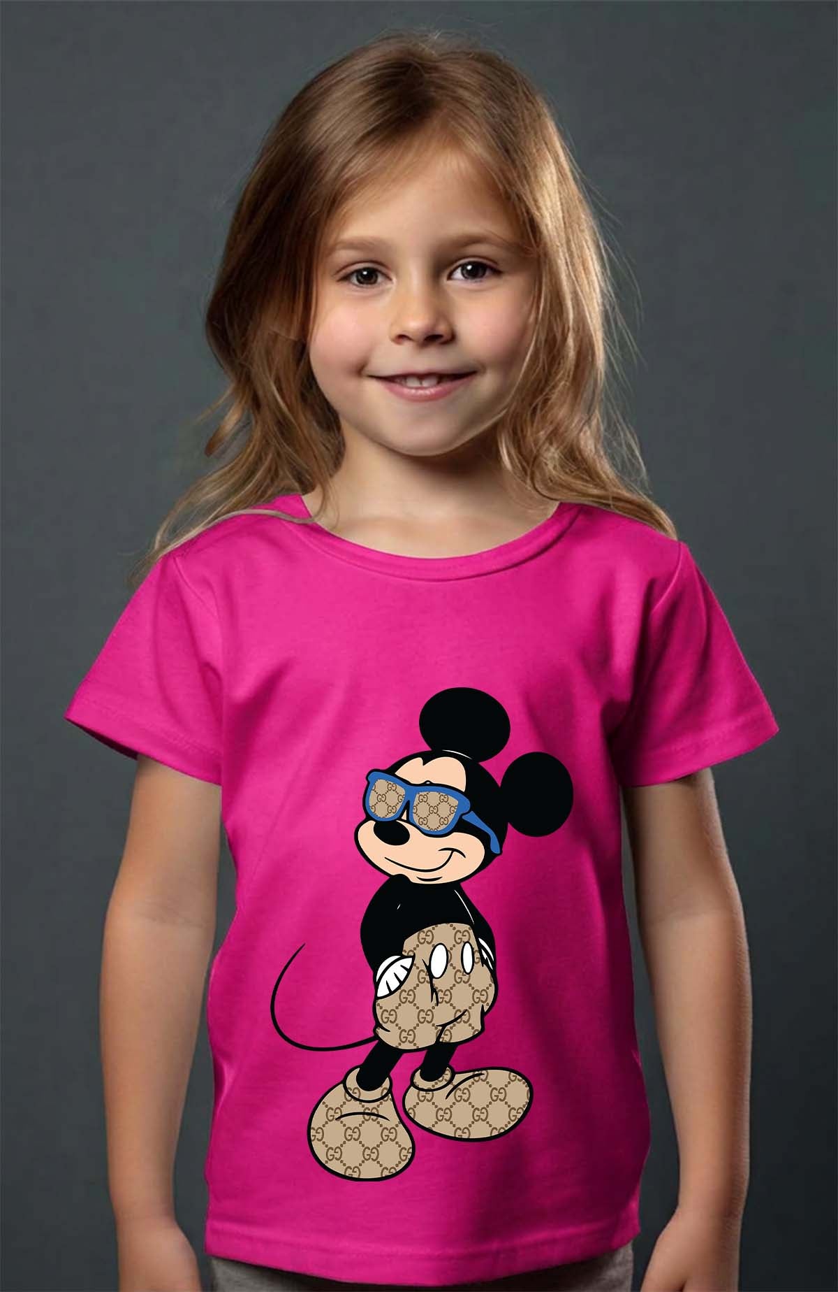 COULEUR:Fuchsia|T-shirt Fille | Mickey gucci Stylee Fuchsia