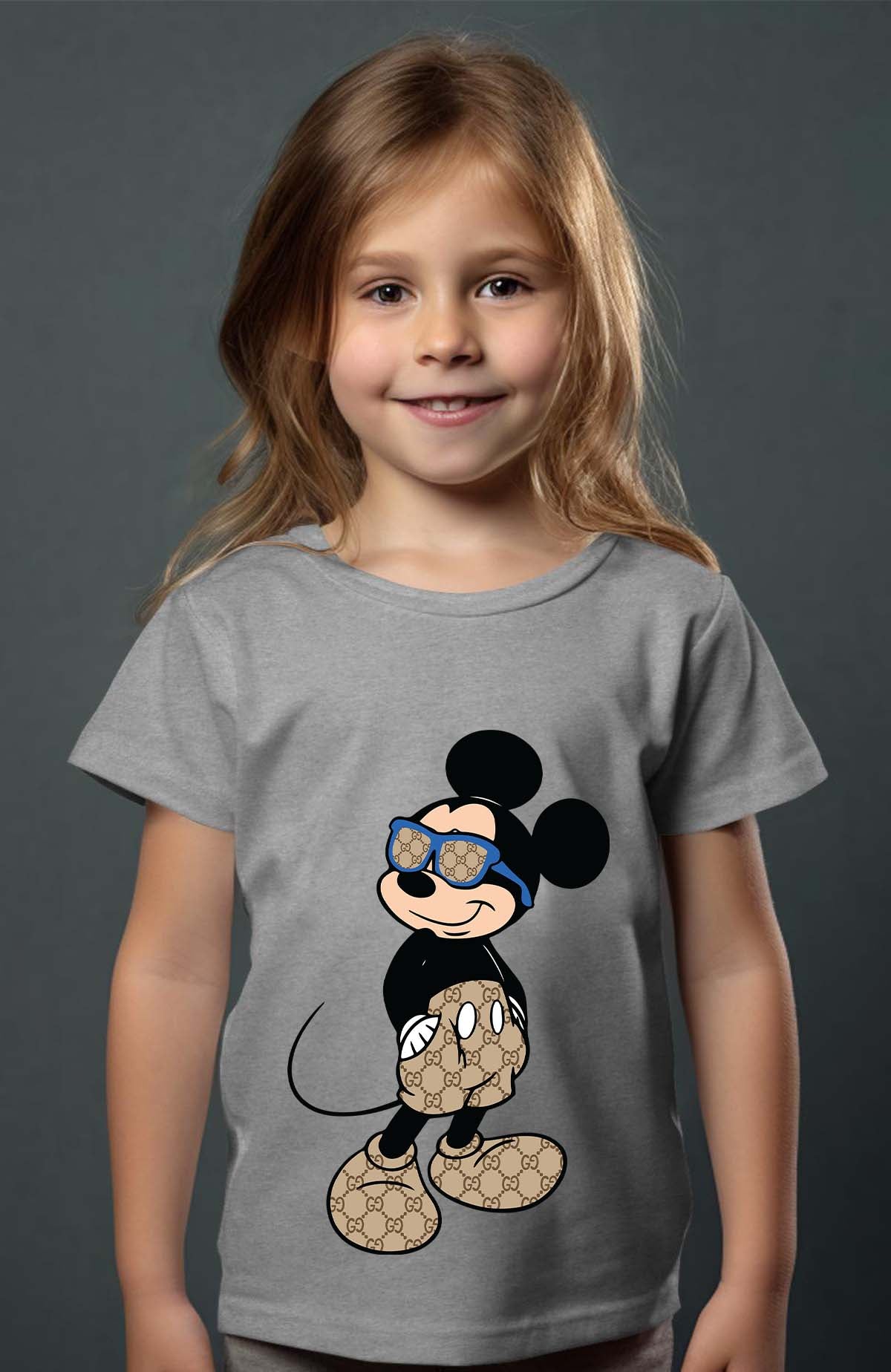 COULEUR:Gris|T-shirt Fille | Mickey gucci Stylee Gris