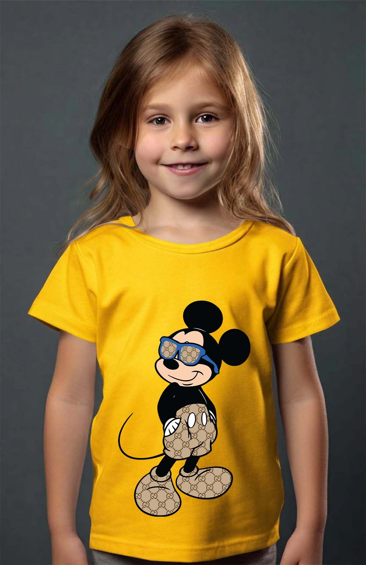 COULEUR:Jaune|T-shirt Fille | Mickey gucci Stylee Jaune