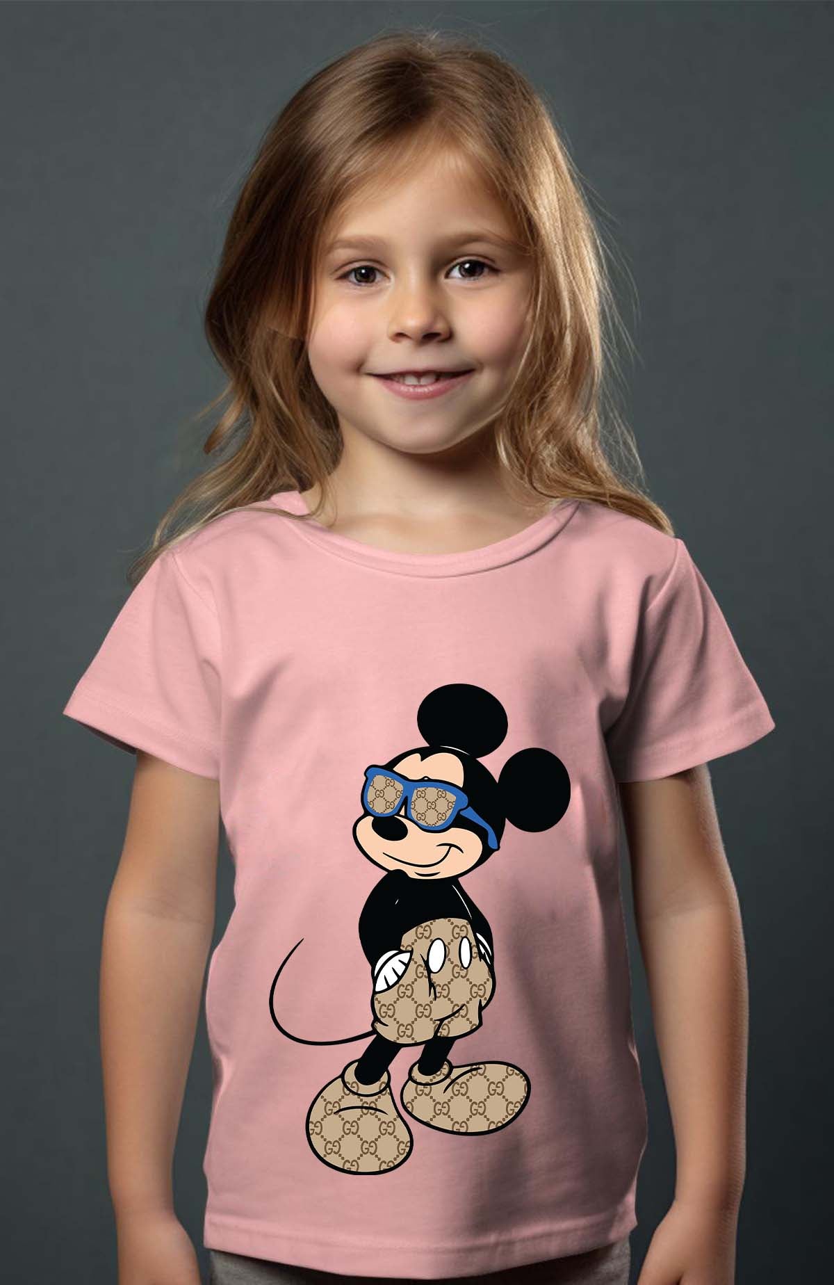 COULEUR:Rose|T-shirt Fille | Mickey gucci Stylee Rose