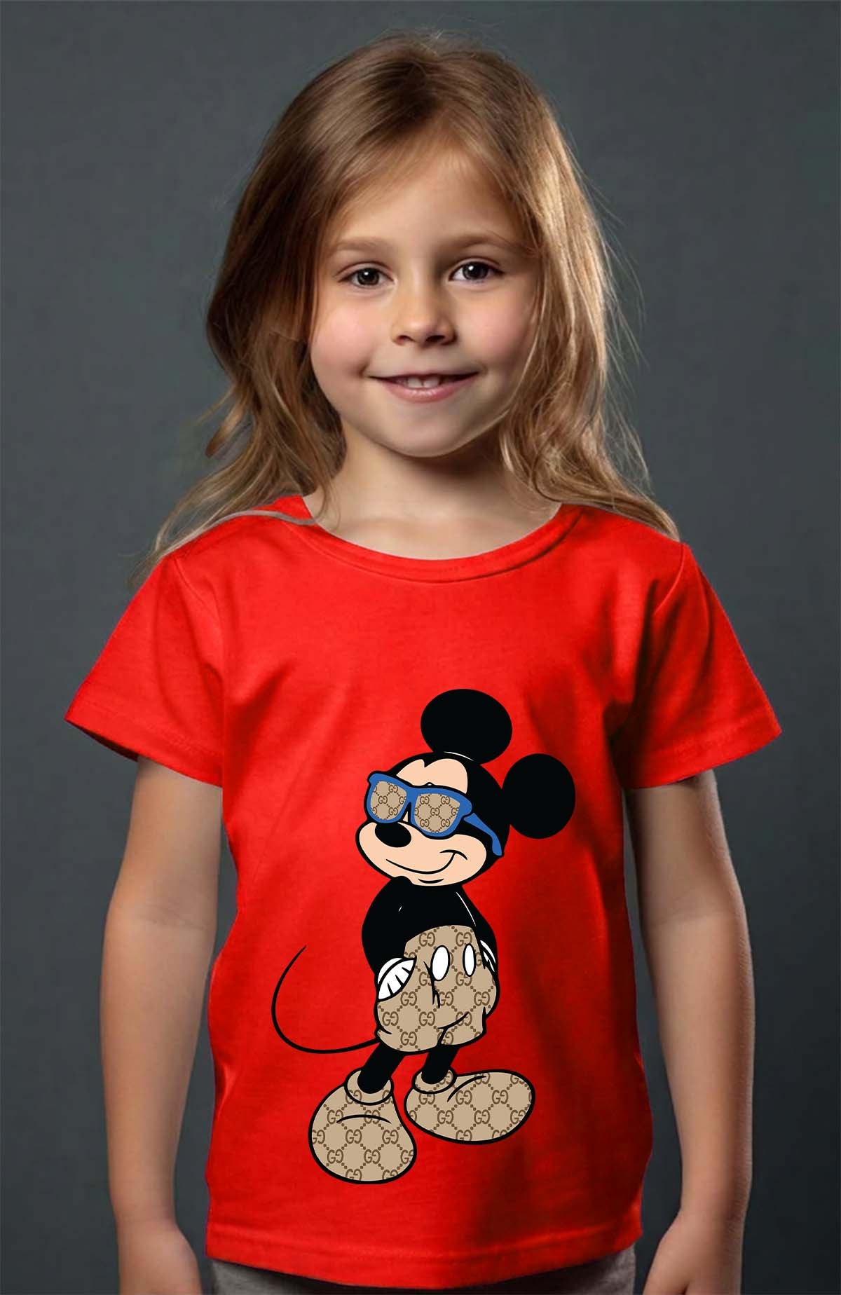 COULEUR:Rouge|T-shirt Fille | Mickey gucci Stylee Rouge
