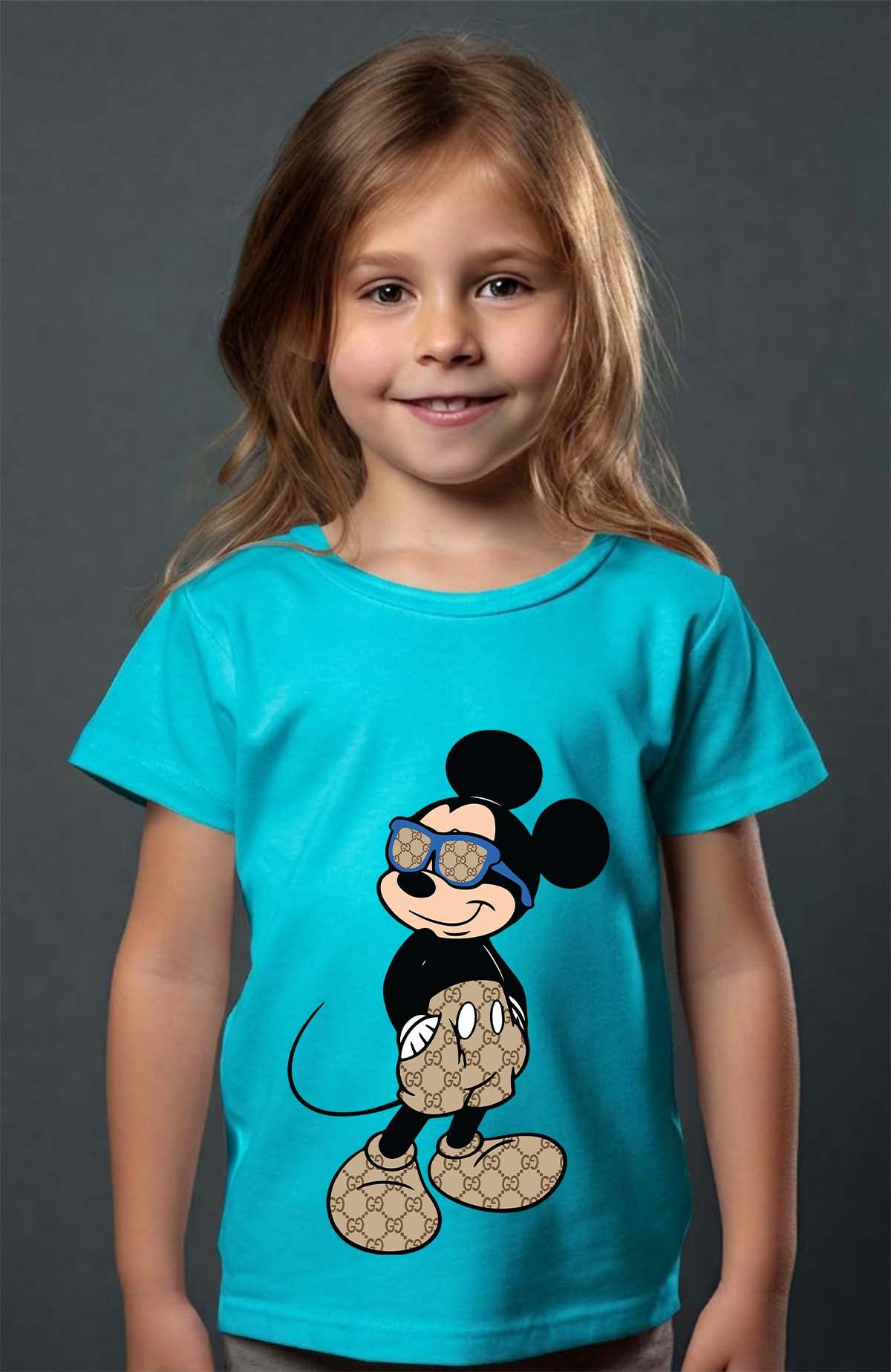 COULEUR:Turquoise|T-shirt Fille | Mickey gucci Stylee Turquoise