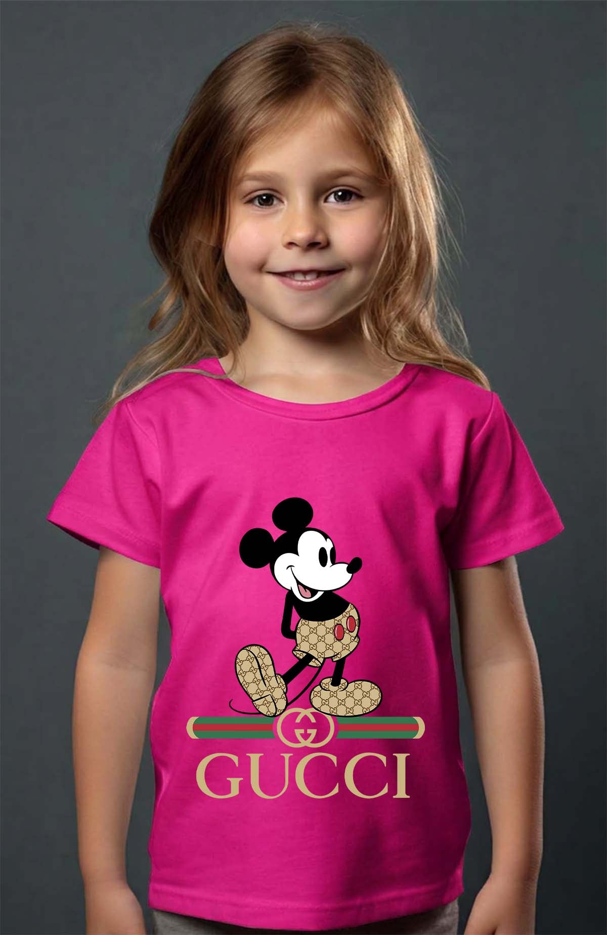COULEUR:Fuchsia|T-shirt Fille | Mickey gucci Wait Fuchsia