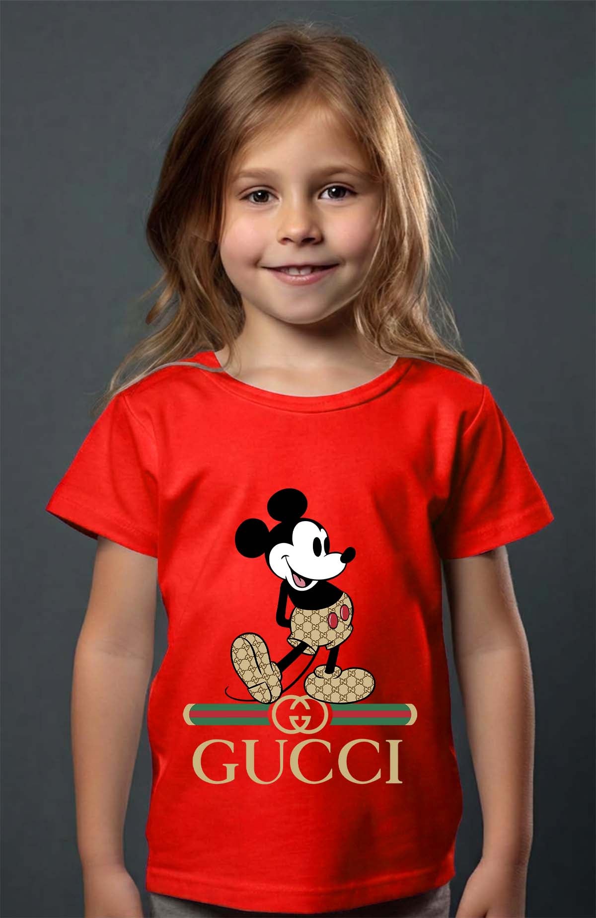 COULEUR:Rouge|T-shirt Fille | Mickey gucci Wait Rouge