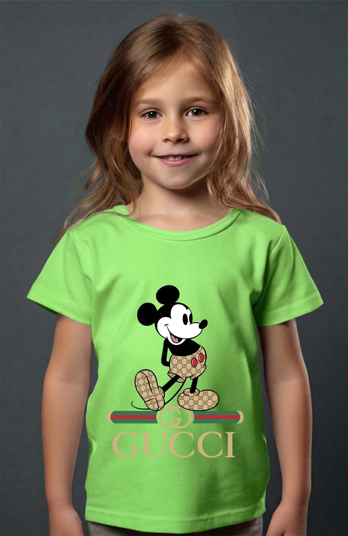 COULEUR:Vert Clair|T-shirt Fille | Mickey gucci Wait Vert Clair