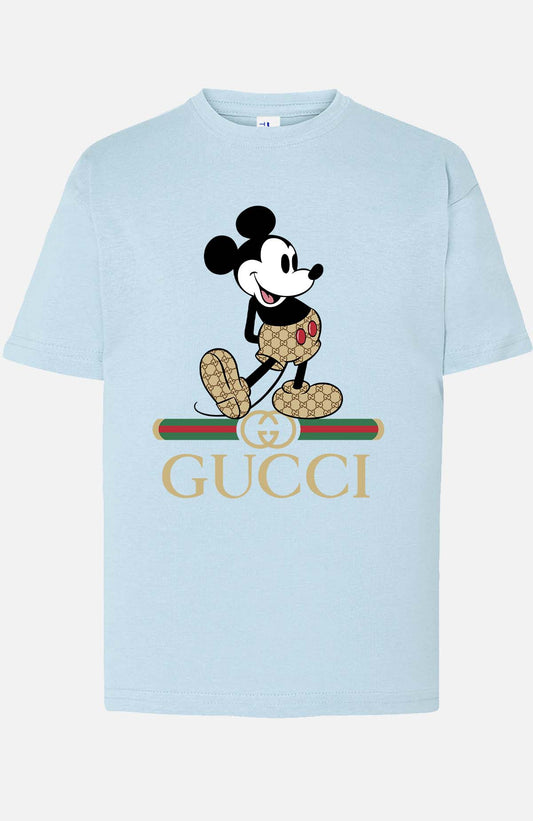 COULEUR:Bleu Ciel|T-shirt Garçon | Mickey gucci Wait Bleu Ciel