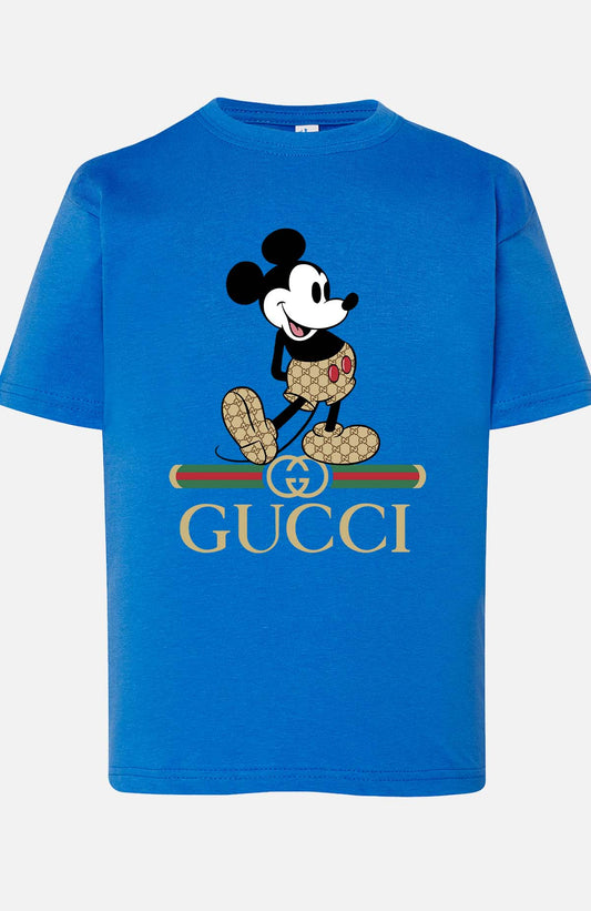COULEUR:Bleu Roi|T-shirt Garçon | Mickey gucci Wait Bleu Roi