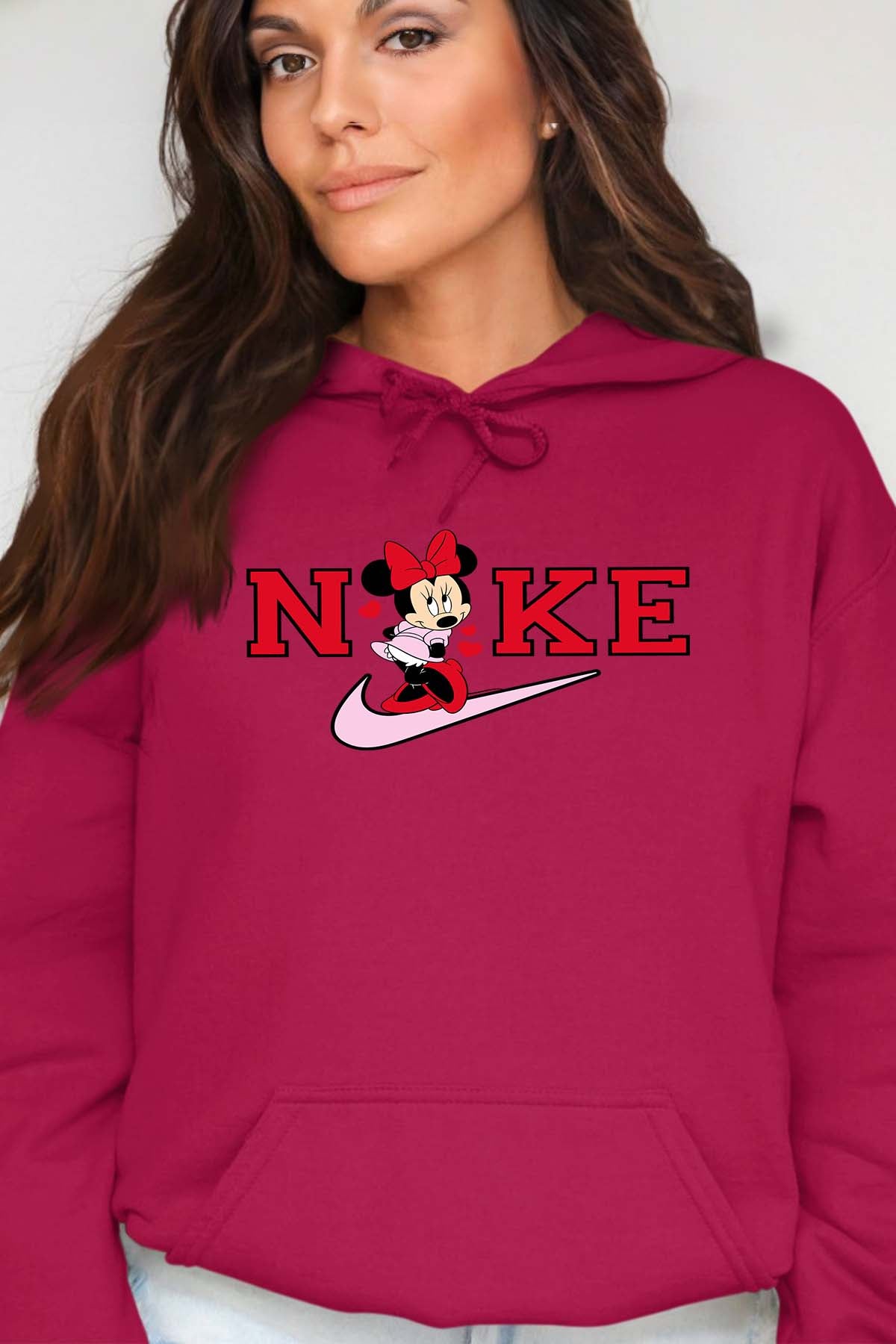 COULEUR:Bordeaux|Sweat Capuche Femme | Minnie NKE Bordeaux