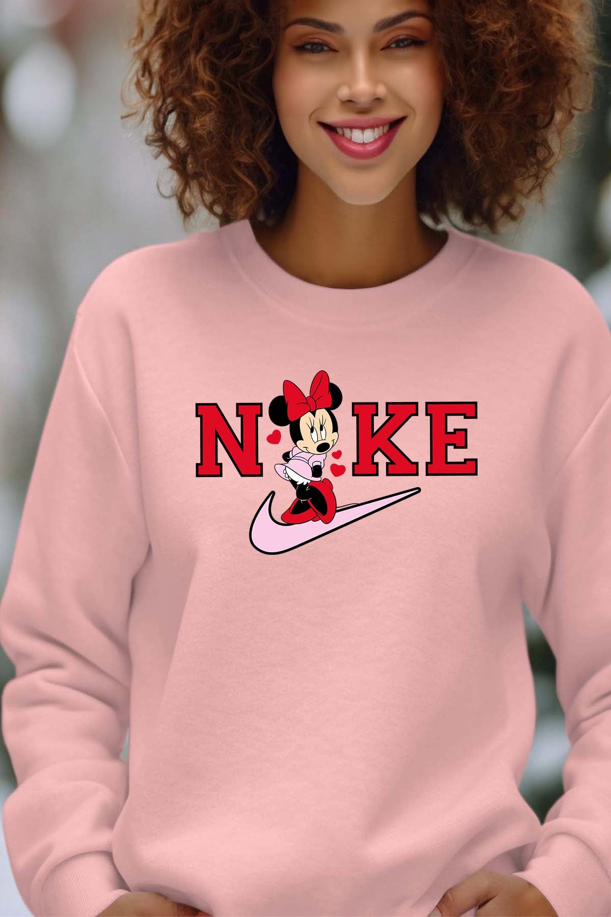 COULEUR:Rose|Sweat Col Rond Femme | Minnie NKE Rose