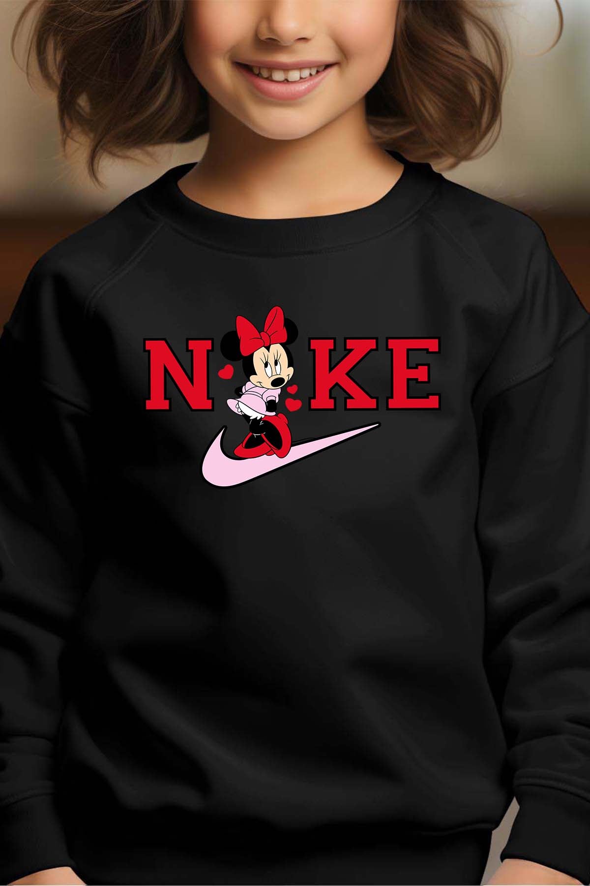 COULEUR:Noir|Sweat Col Rond Fille | Minnie NKE Noir