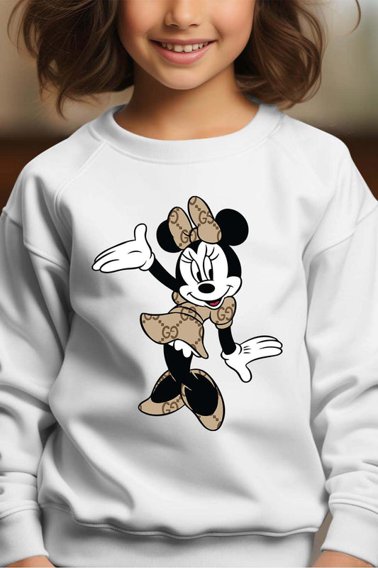 COULEUR:Blanc|Sweat Col Rond Fille | Minnie Robe Gucci Blanc