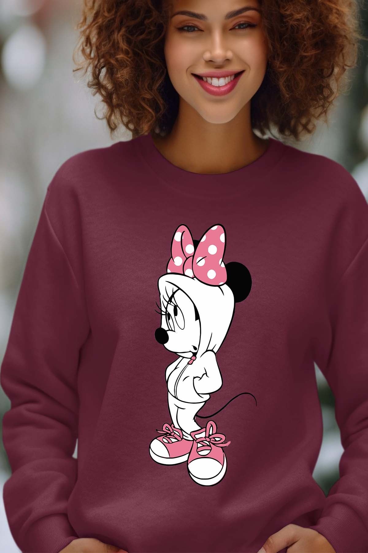 COULEUR:Bordeaux|Sweat Col Rond Femme | Minnie Swagg Bordeaux