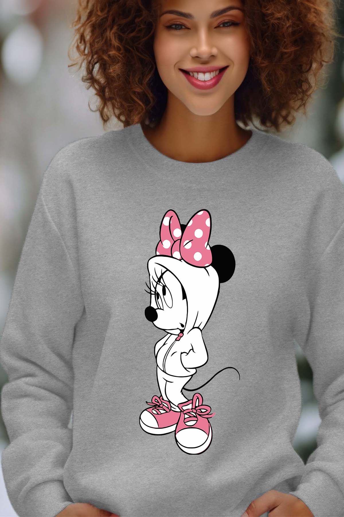 COULEUR:Gris|Sweat Col Rond Femme | Minnie Swagg Gris