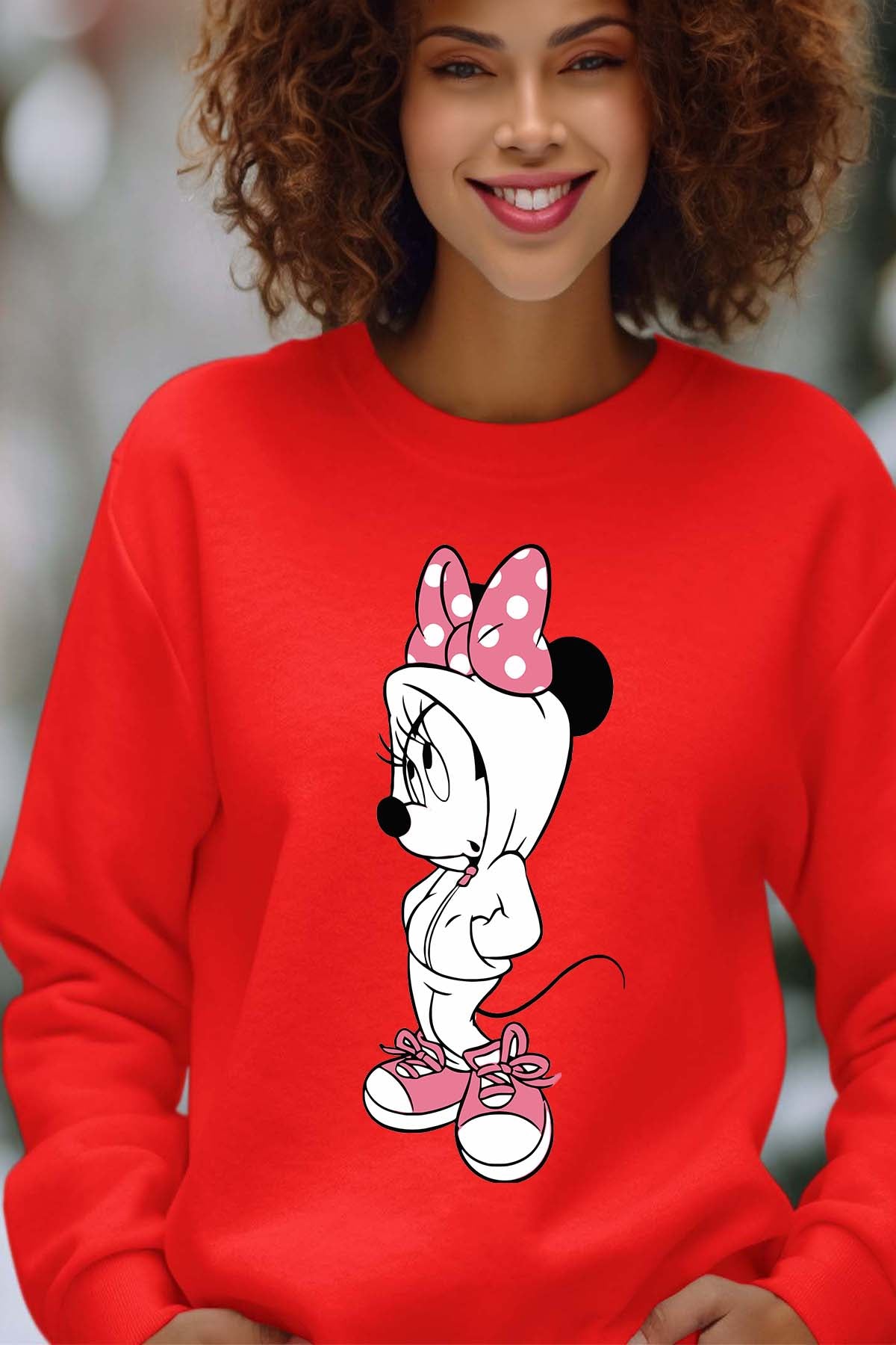 COULEUR:Rouge|Sweat Col Rond Femme | Minnie Swagg Rouge