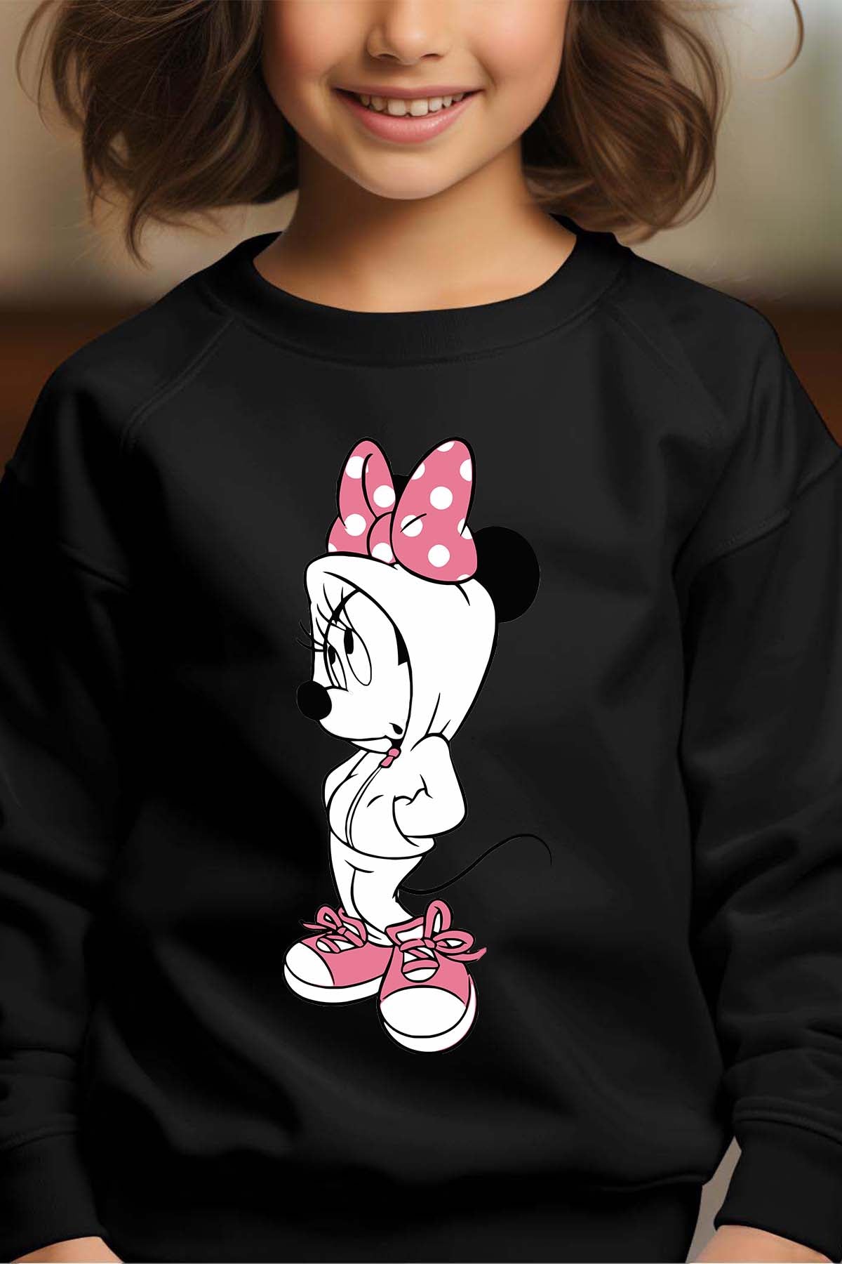 COULEUR:Noir|Sweat Col Rond Fille | Minnie Swagg Noir