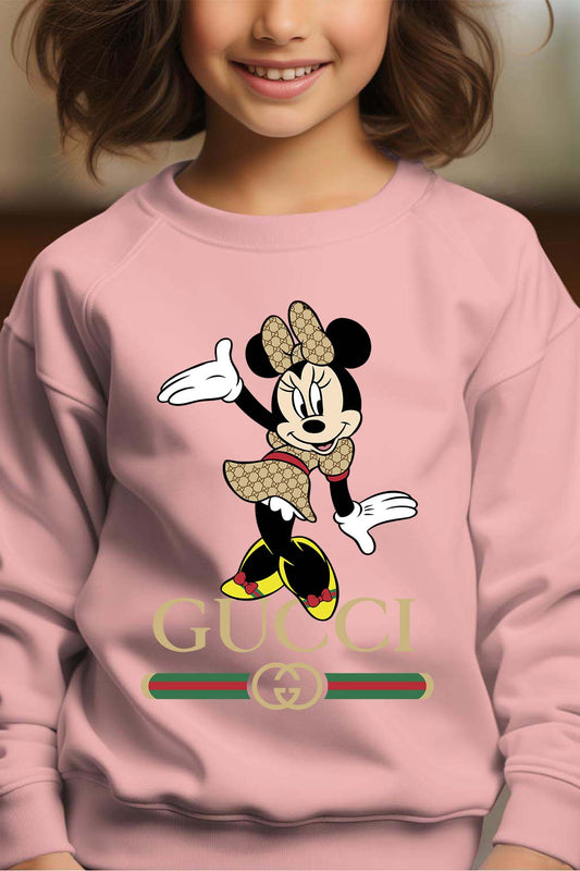 COULEUR:Rose|Sweat Col Rond Fille | Minnie gucci Hello Rose