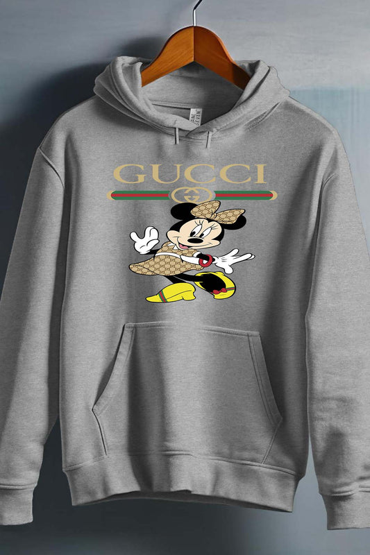 COULEUR:Gris|Sweat Capuche Fille | Minnie gucci smile Gris