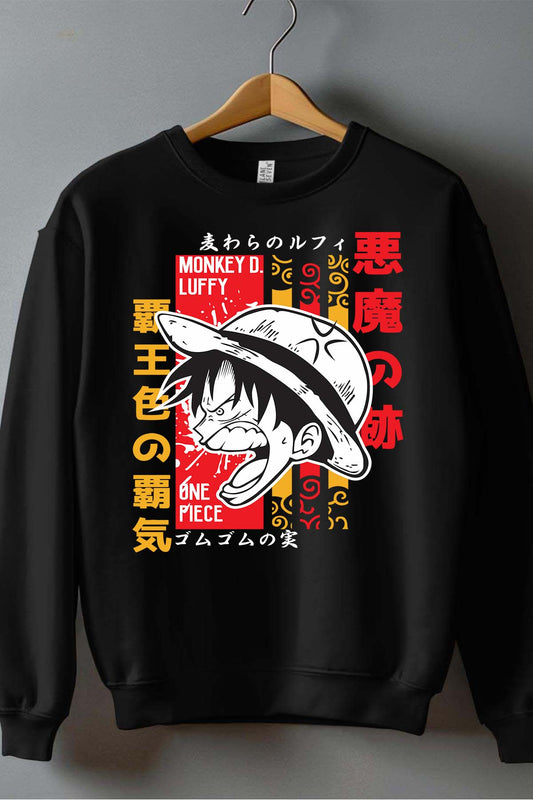 COULEUR:Noir|Sweat Col Rond Homme | Monkey D Cartoon Noir