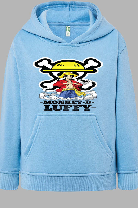 COULEUR:Bleu Ciel|Sweat Capuche Homme | Monkey D Luffy Bleu Ciel