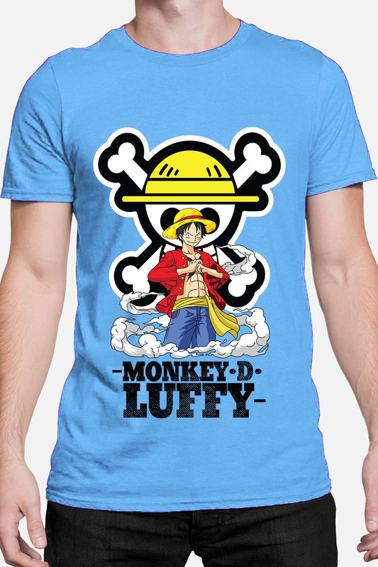 COULEUR:Bleu Ciel|T-shirt Homme | Monkey D Luffy Bleu Ciel