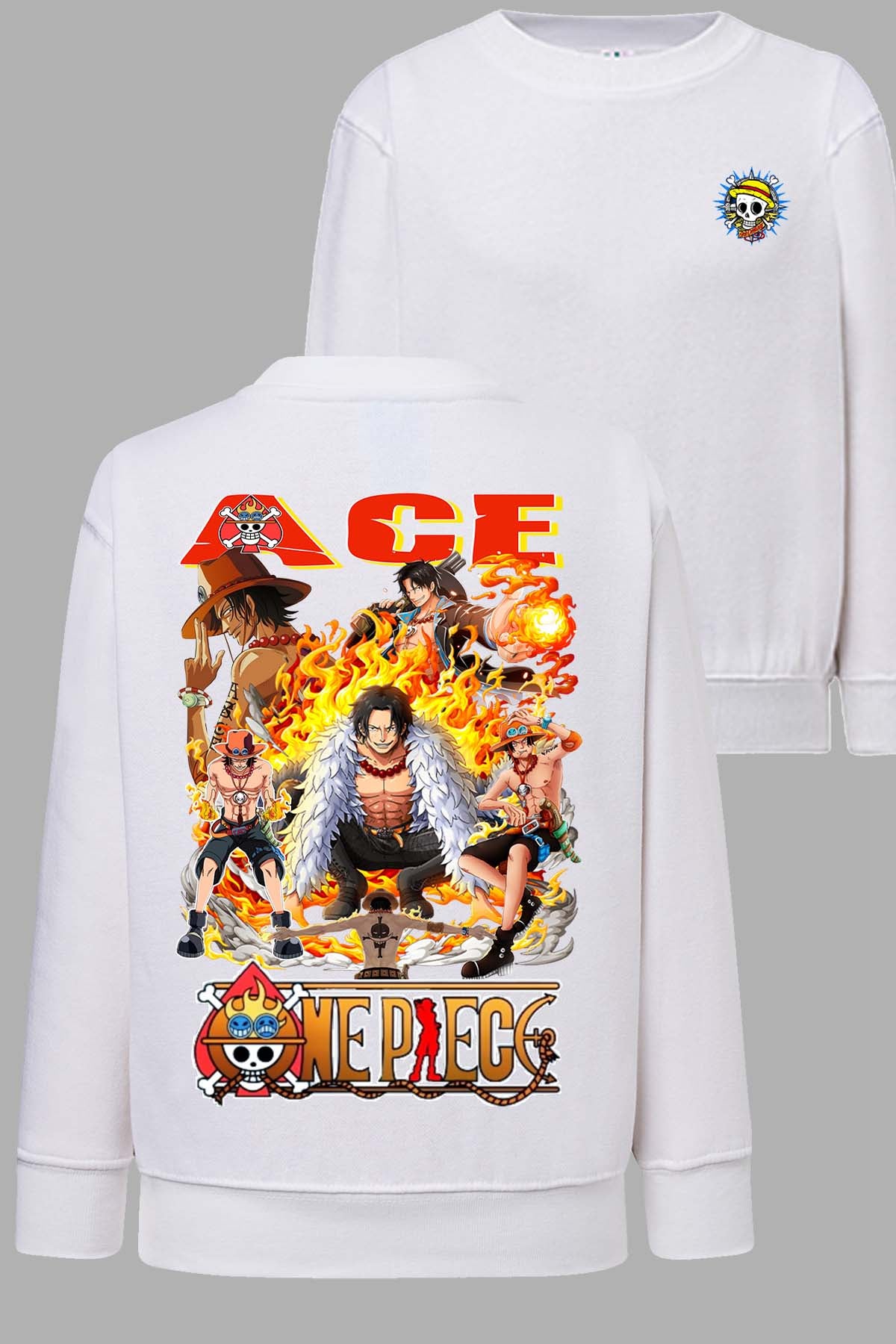 COULEUR:Blanc|Sweat Col Rond Homme | Multi Ace 01 Blanc