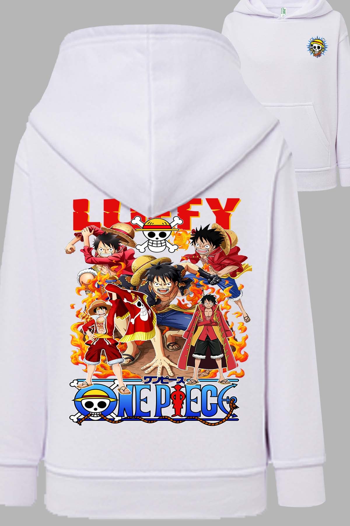 COULEUR:Blanc|Sweat Capuche Homme | Multi Luffy 03 Blanc