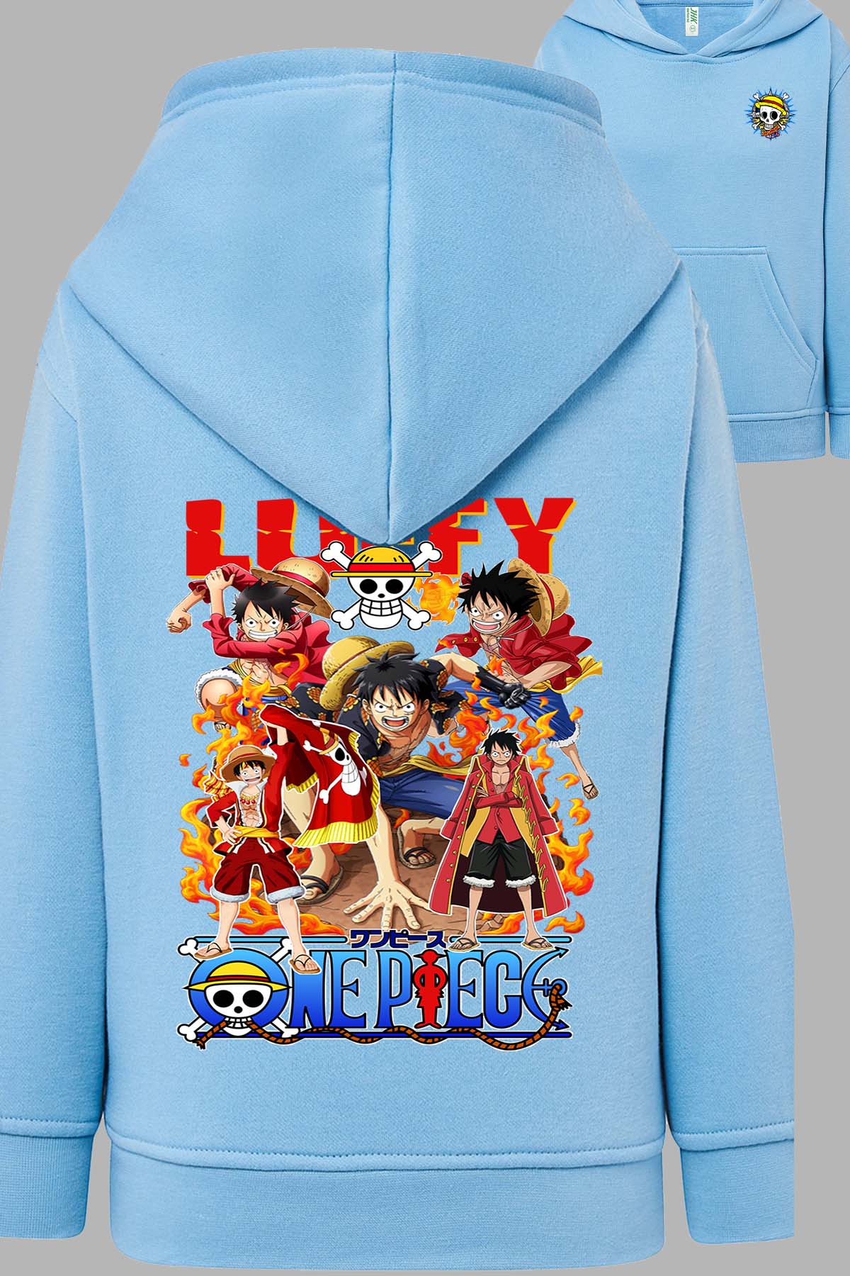 COULEUR:Bleu Ciel|Sweat Capuche Homme | Multi Luffy 03 Bleu Ciel
