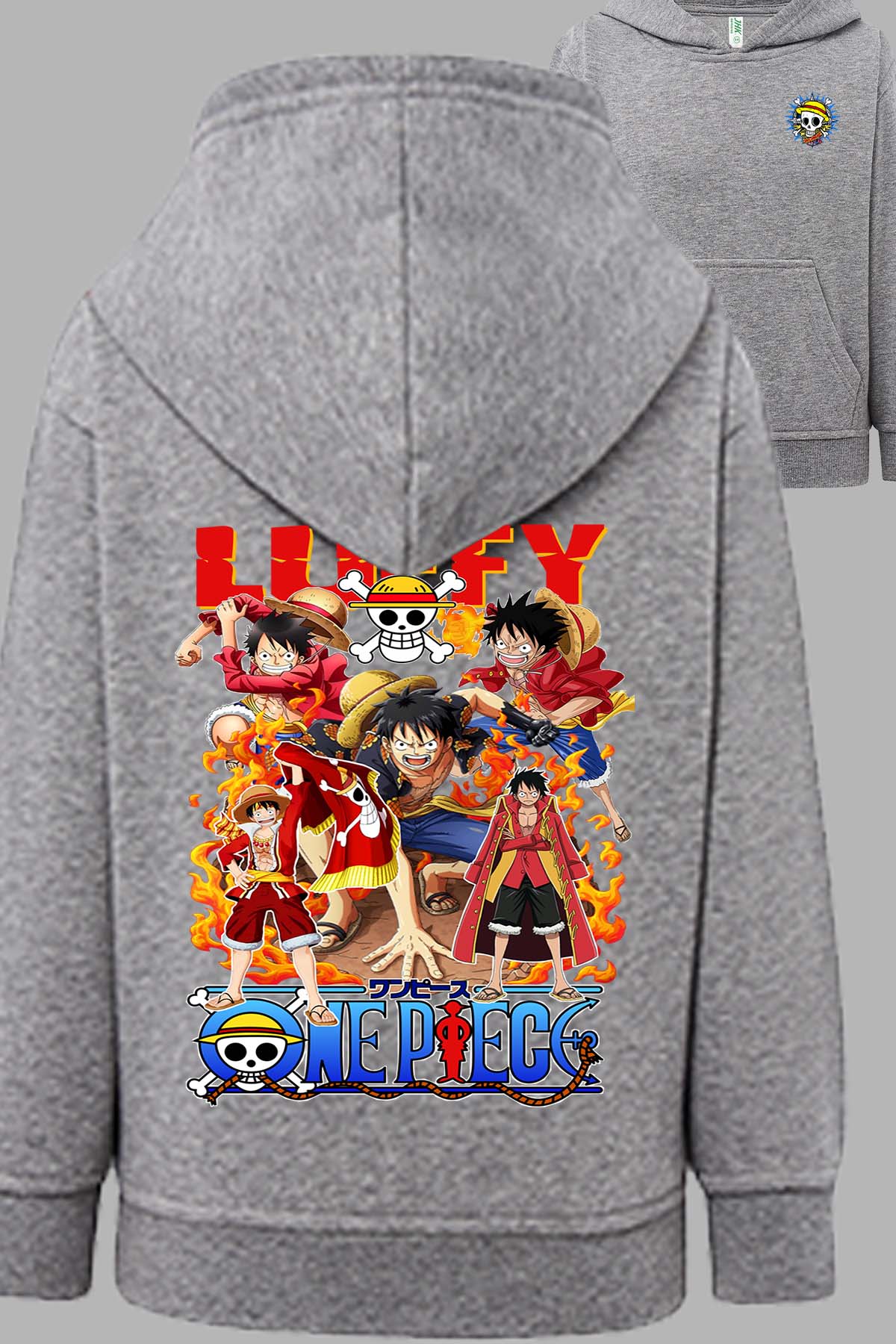 COULEUR:Gris|Sweat Capuche Homme | Multi Luffy 03 Gris