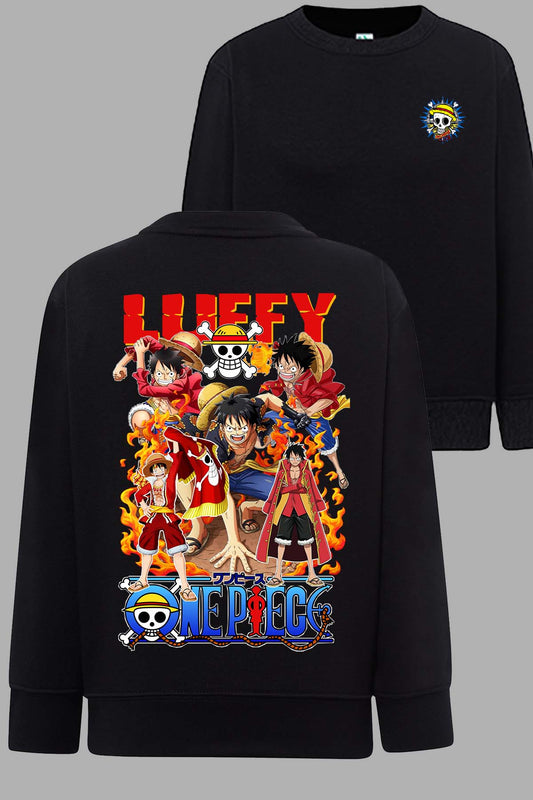 COULEUR:Noir|Sweat Col Rond Garçon | Multi Luffy 03 Noir