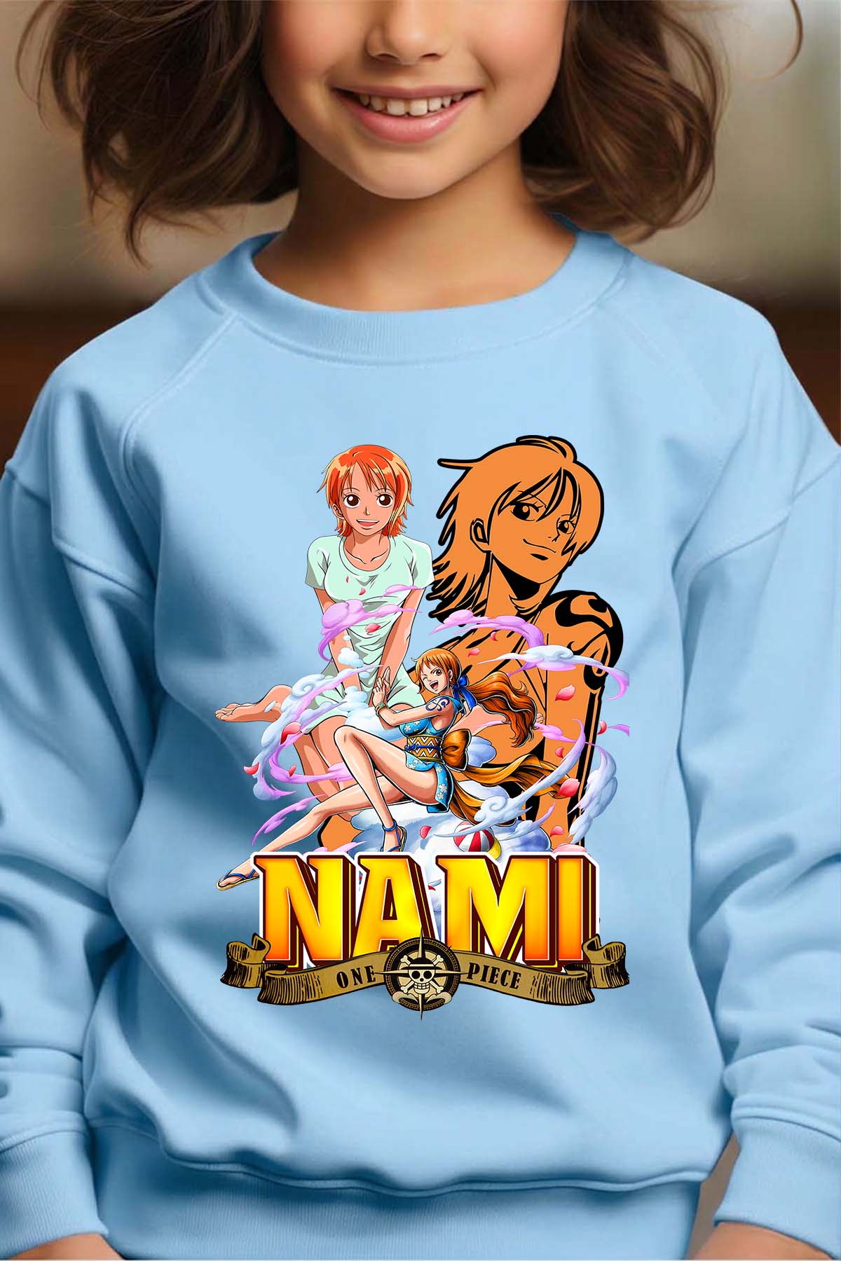 COULEUR:Bleu Ciel|Sweat Col Rond Fille | Multi Nami 01 Bleu Ciel