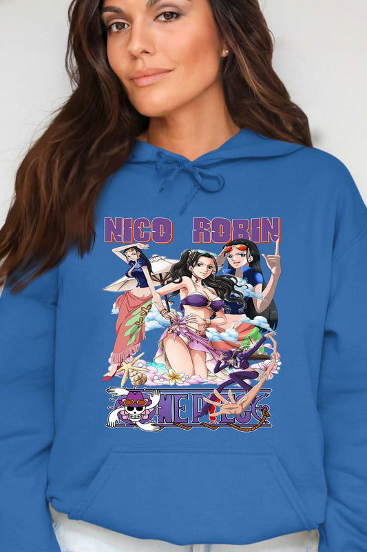 COULEUR:Bleu Roi|Sweat Capuche Femme | Multi Nico Robin 01 Bleu Roi