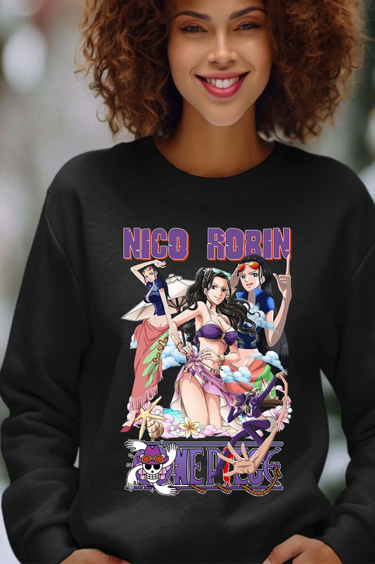 COULEUR:Noir|Sweat Col Rond Femme | Multi Nico Robin 01 Noir