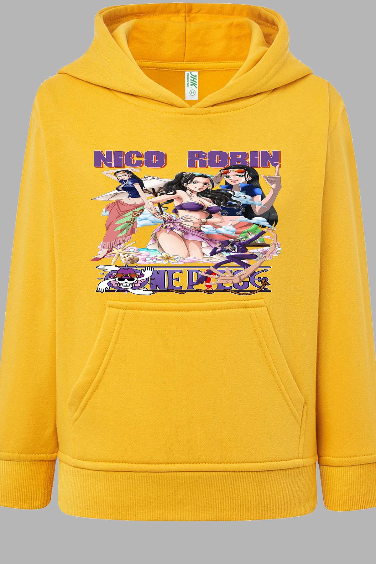 COULEUR:Jaune|Sweat Capuche Fille | Multi Nico Robin 01 Jaune