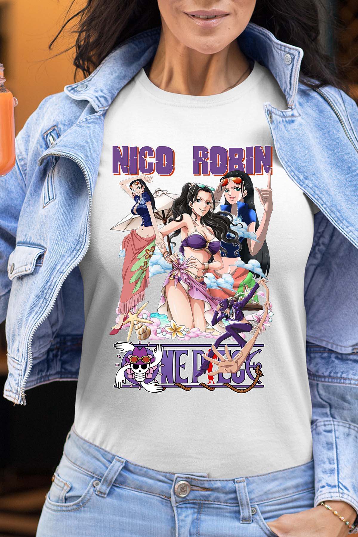 COULEUR:Blanc|T-shirt Femme | Multi Nico Robin 01 Blanc